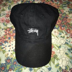 Black Stussy logo baseball cap